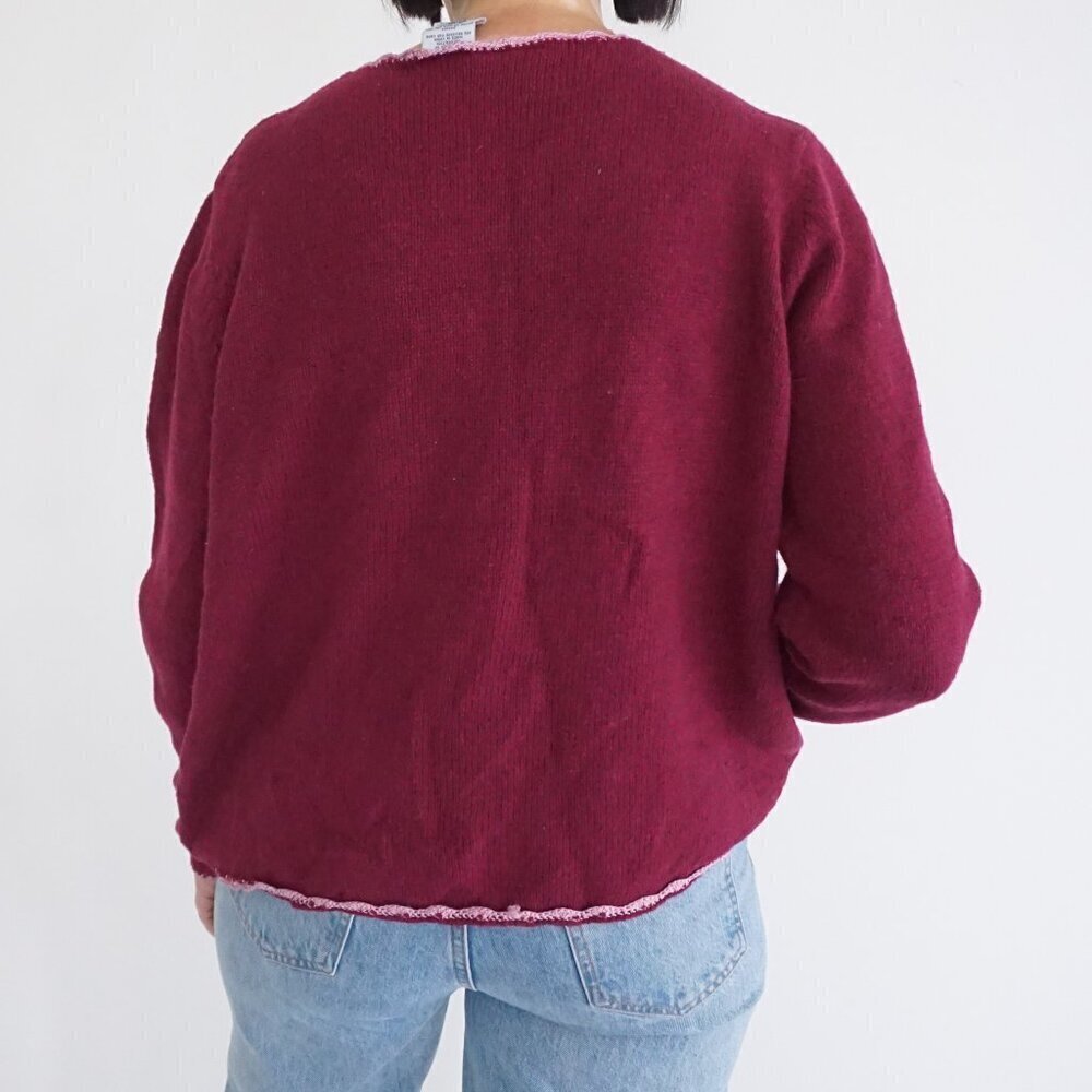 Vintage 90s Bobbie Brooks Floral Embroidered Sweater Cottagecore Grandmacore 16 - Picture 2 of 11